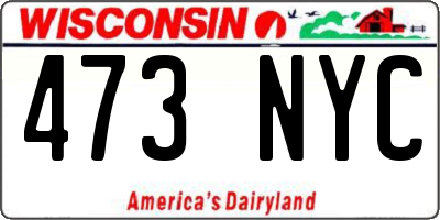 WI license plate 473NYC