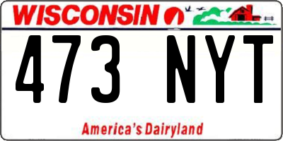 WI license plate 473NYT