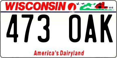 WI license plate 473OAK
