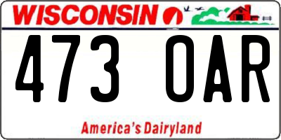 WI license plate 473OAR