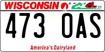 WI license plate 473OAS