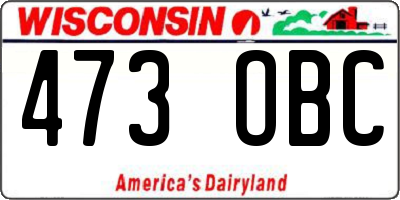 WI license plate 473OBC