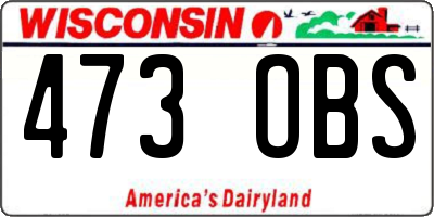 WI license plate 473OBS