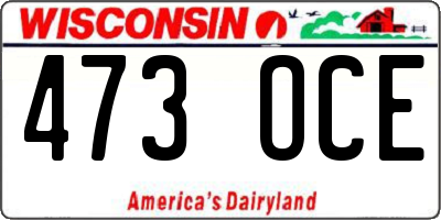 WI license plate 473OCE