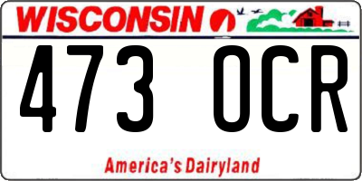 WI license plate 473OCR