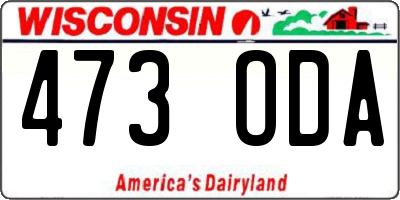 WI license plate 473ODA