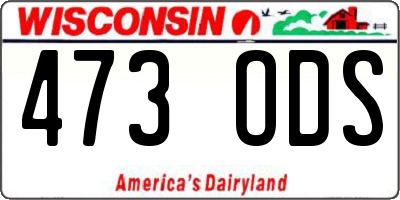 WI license plate 473ODS