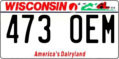 WI license plate 473OEM