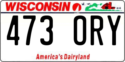 WI license plate 473ORY