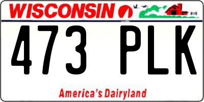 WI license plate 473PLK