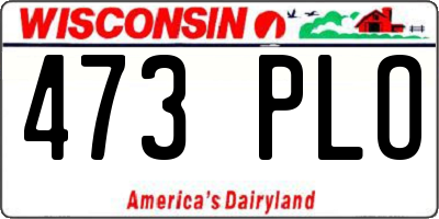 WI license plate 473PLO