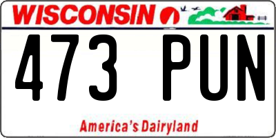 WI license plate 473PUN