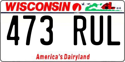 WI license plate 473RUL