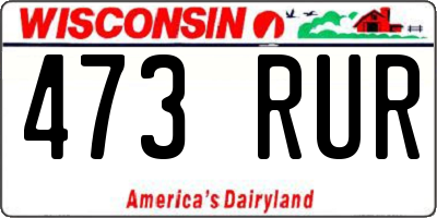 WI license plate 473RUR
