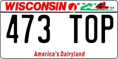 WI license plate 473TOP