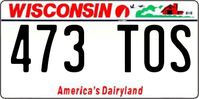 WI license plate 473TOS