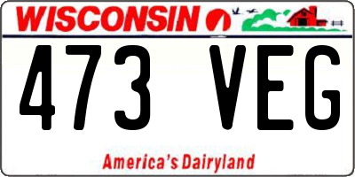 WI license plate 473VEG