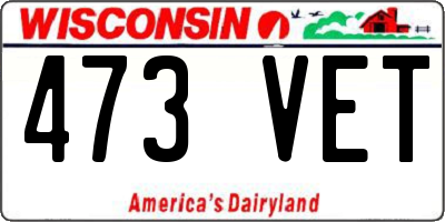 WI license plate 473VET