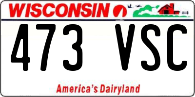 WI license plate 473VSC