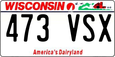 WI license plate 473VSX