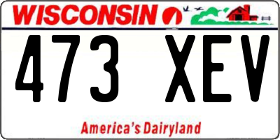 WI license plate 473XEV