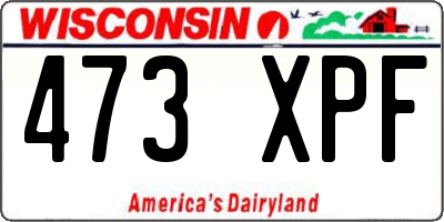 WI license plate 473XPF
