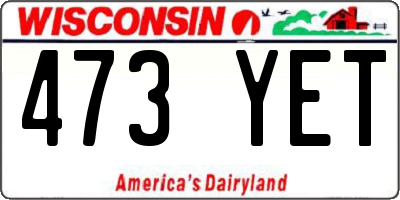 WI license plate 473YET