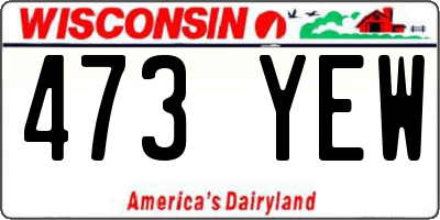 WI license plate 473YEW