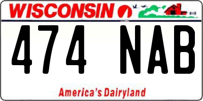 WI license plate 474NAB