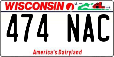 WI license plate 474NAC