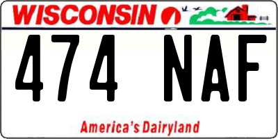 WI license plate 474NAF