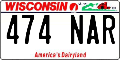 WI license plate 474NAR