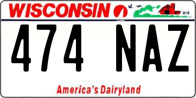 WI license plate 474NAZ
