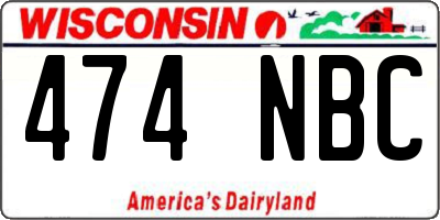 WI license plate 474NBC