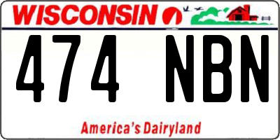 WI license plate 474NBN