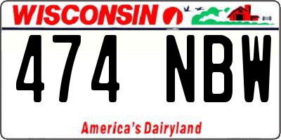 WI license plate 474NBW
