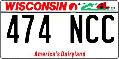 WI license plate 474NCC