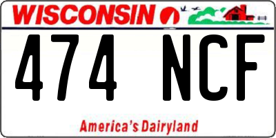 WI license plate 474NCF