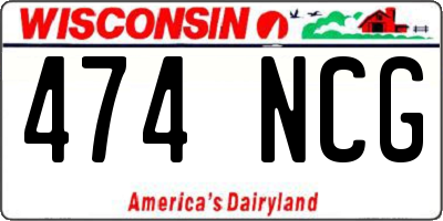 WI license plate 474NCG