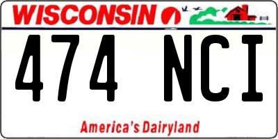 WI license plate 474NCI