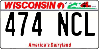 WI license plate 474NCL