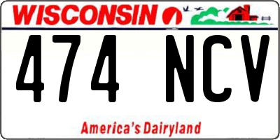 WI license plate 474NCV
