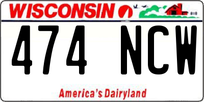 WI license plate 474NCW