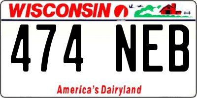 WI license plate 474NEB