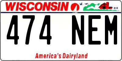 WI license plate 474NEM