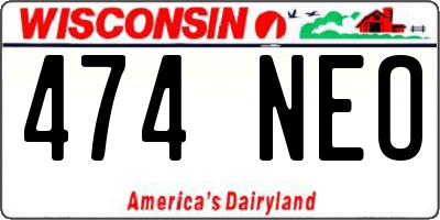 WI license plate 474NEO