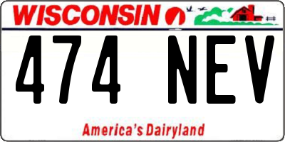 WI license plate 474NEV