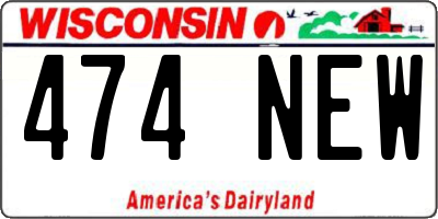 WI license plate 474NEW