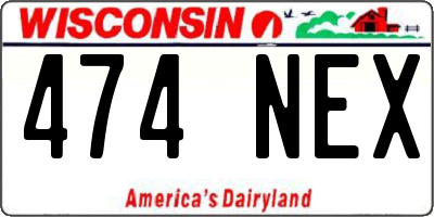 WI license plate 474NEX