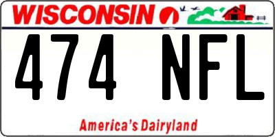 WI license plate 474NFL